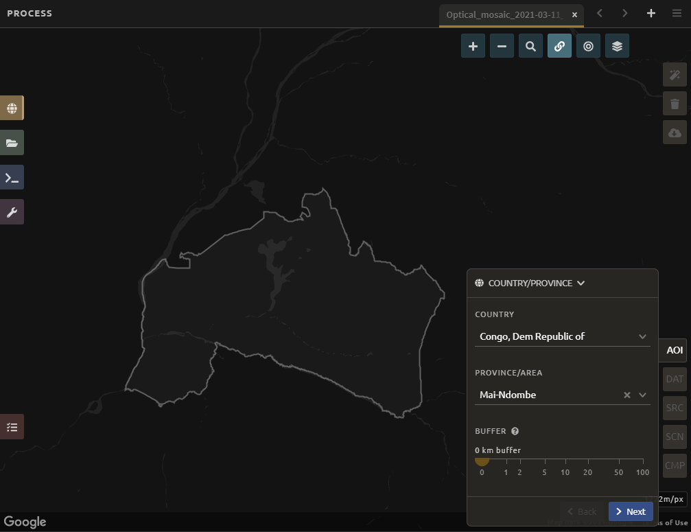 The Country or Province selection screen