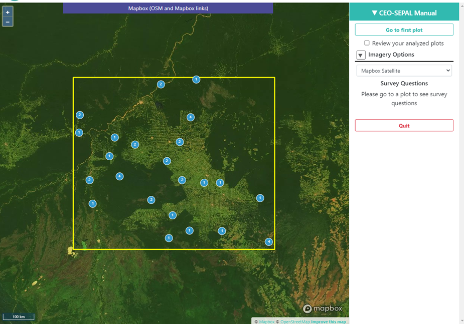 The data collection interface in CEO