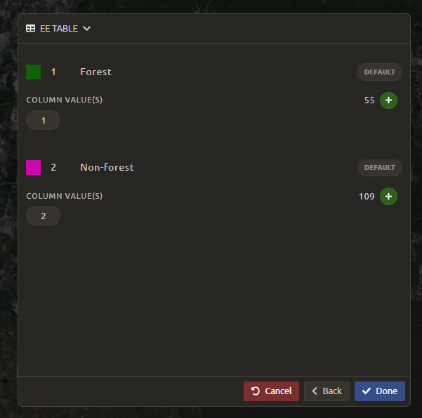 Link between legend and classification