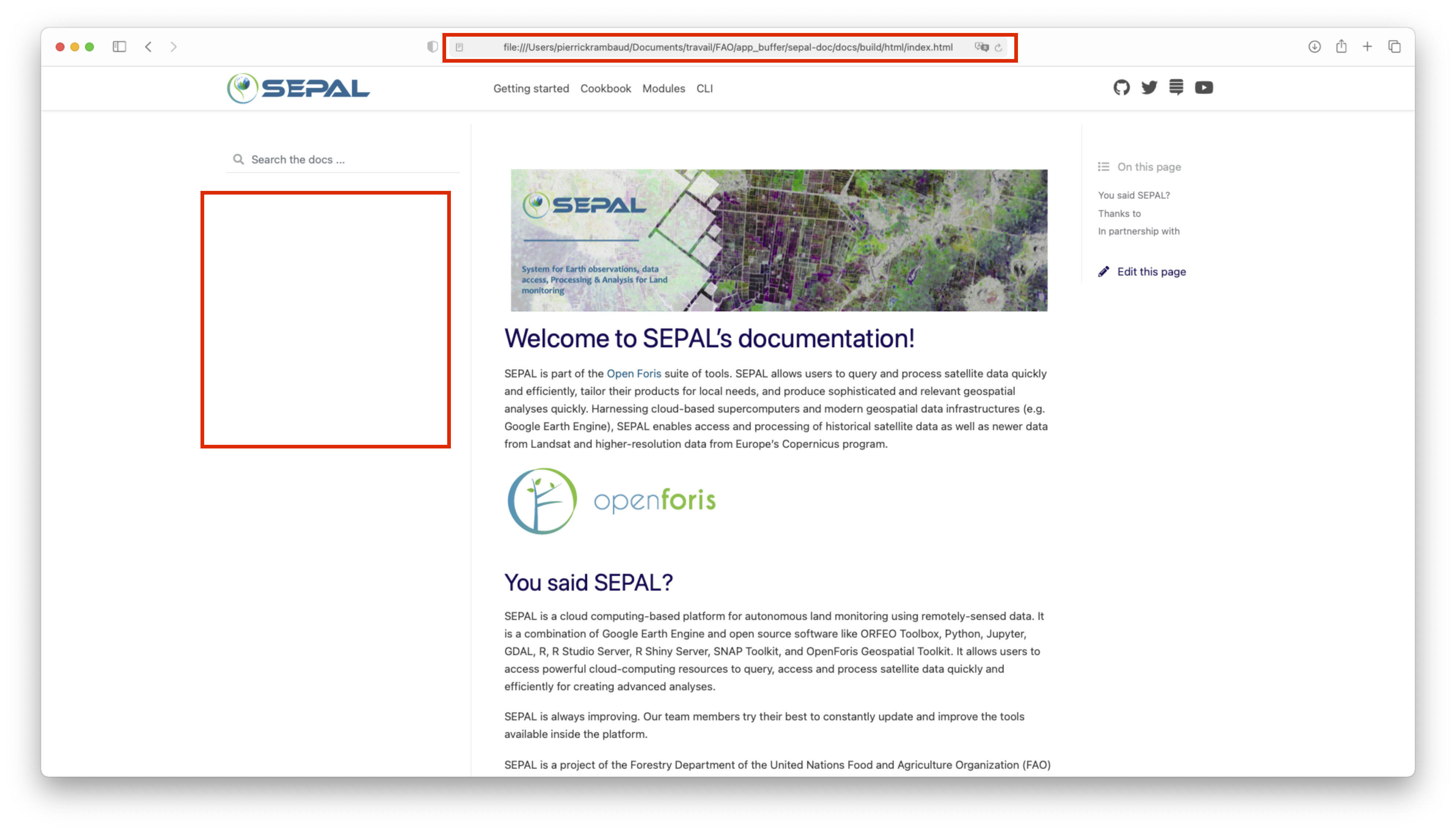 Local build landing page