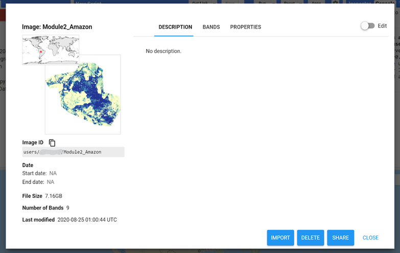 Your mosaic's information pane