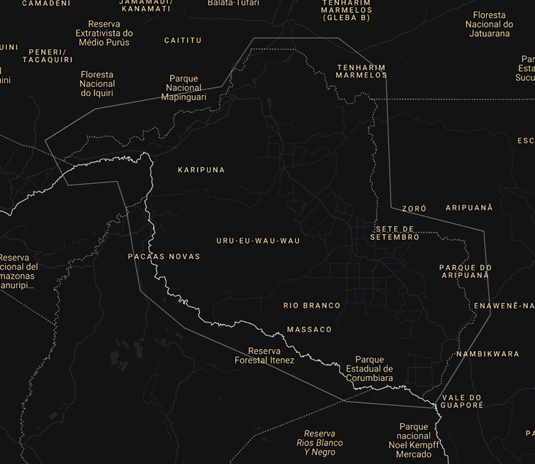 A polygon drawn around the State of Rondonia