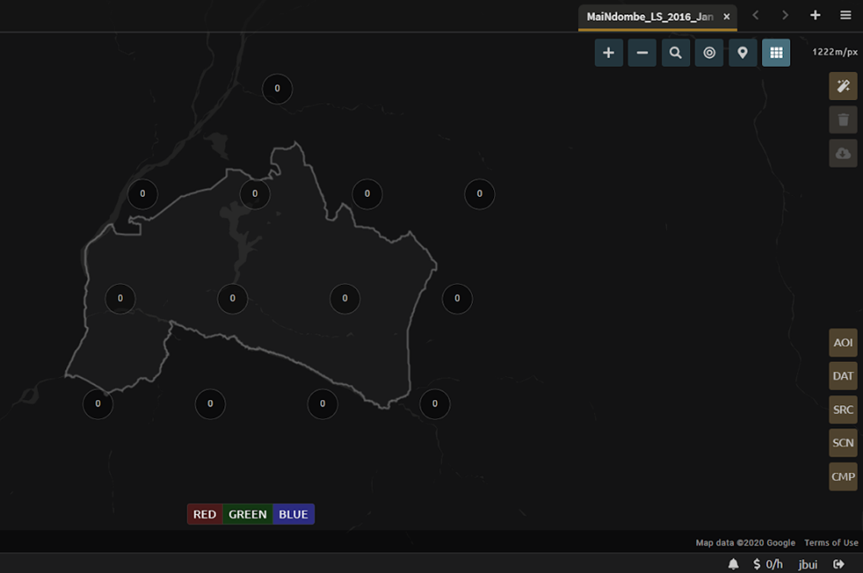Scene selection process showing zeros before selection