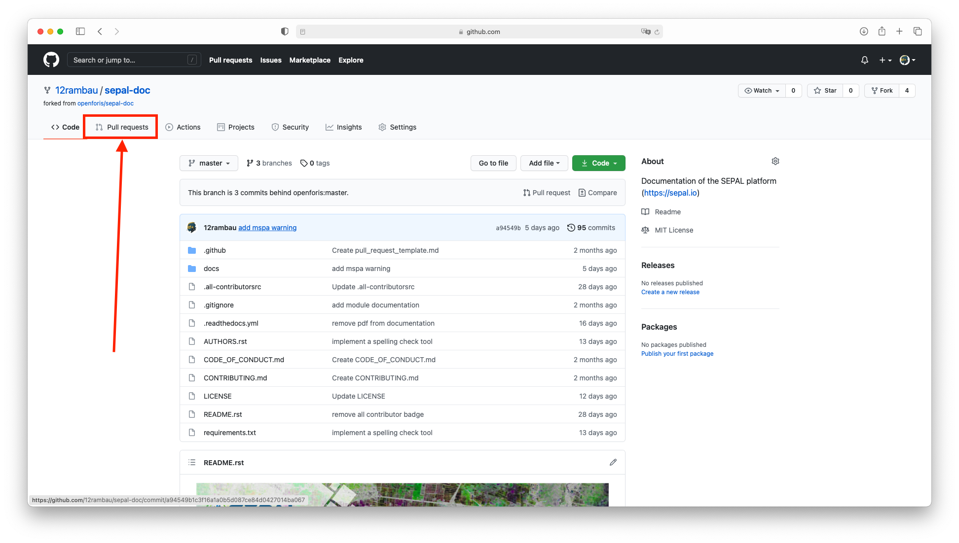Pull requests button