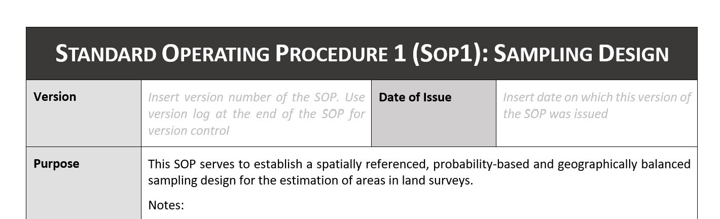 The versioning section of the Sample Design SOP template